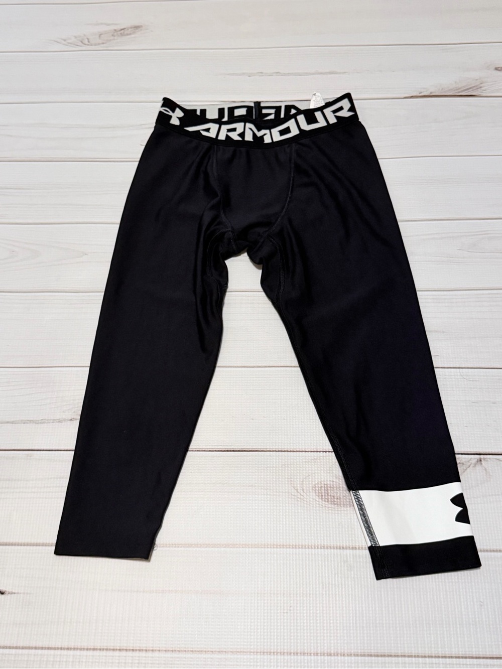 Under Armour Black Leggings with White Branded Waistband
